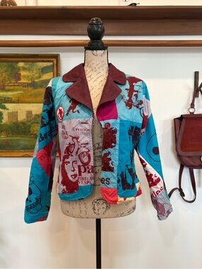 Vintage Uttam London Patchwork Jacket Jimi Hendrix Graphic Artsy M/L